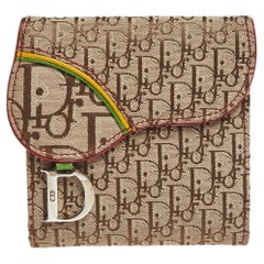 Dior - Portefeuille compact Rasta Saddle en toile oblique beige