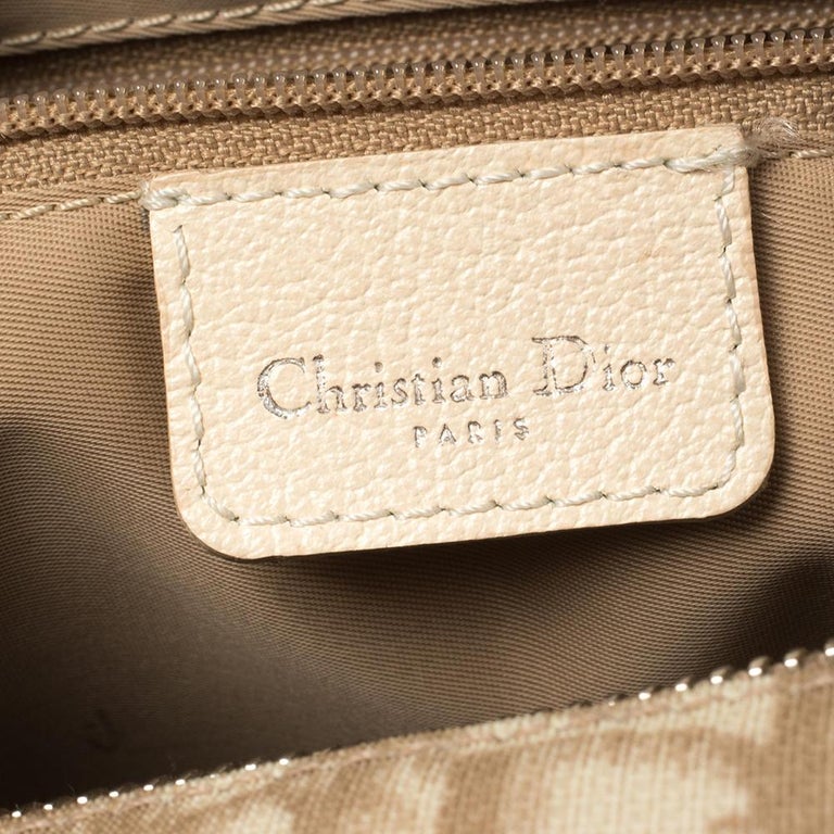 Dior Beige Oblique Coated Canvas and Leather Floral Embroidered Boston Bag  at 1stDibs