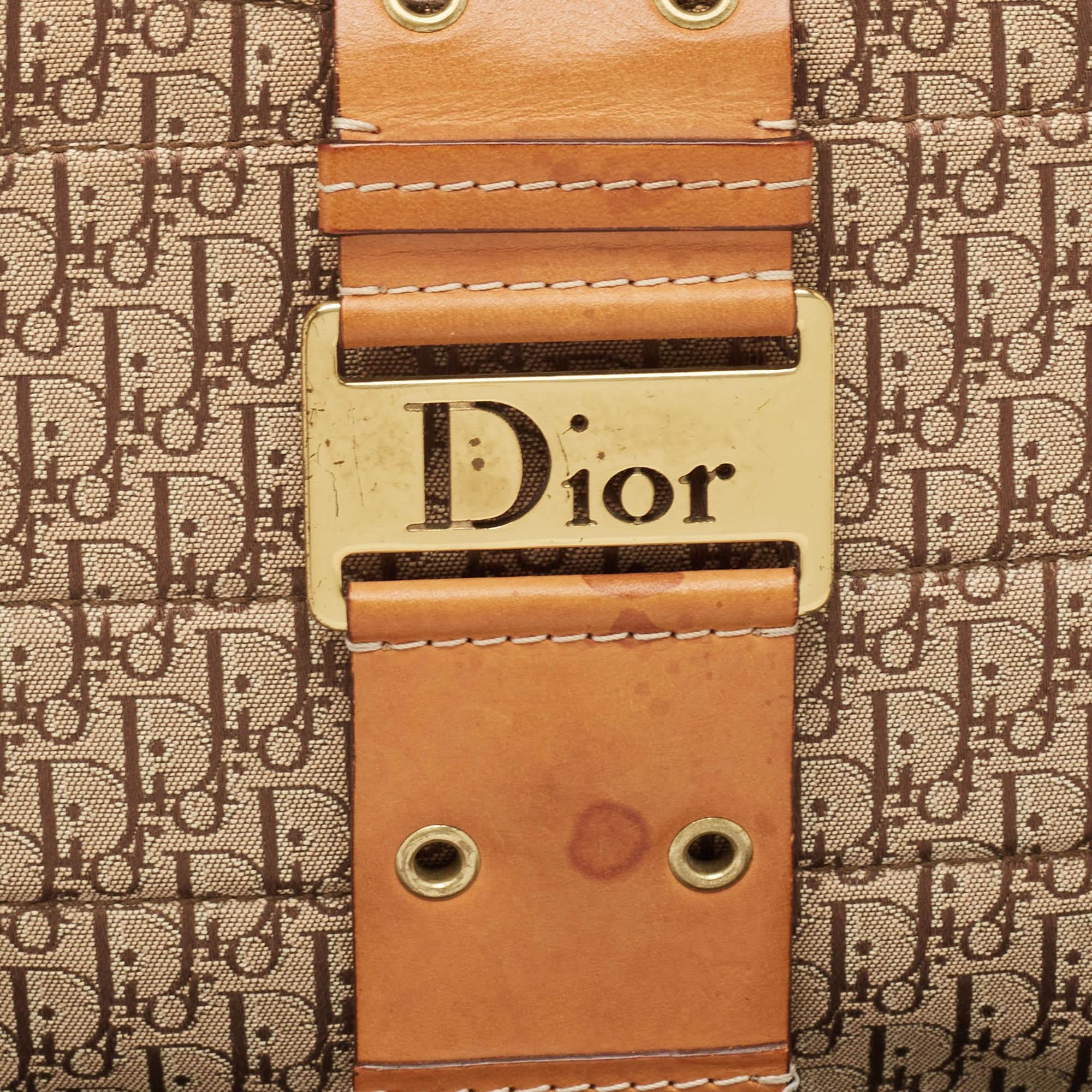 Women's Dior Beige/Orange Oblique Canvas and Leather Street Chic Shoulder Bag