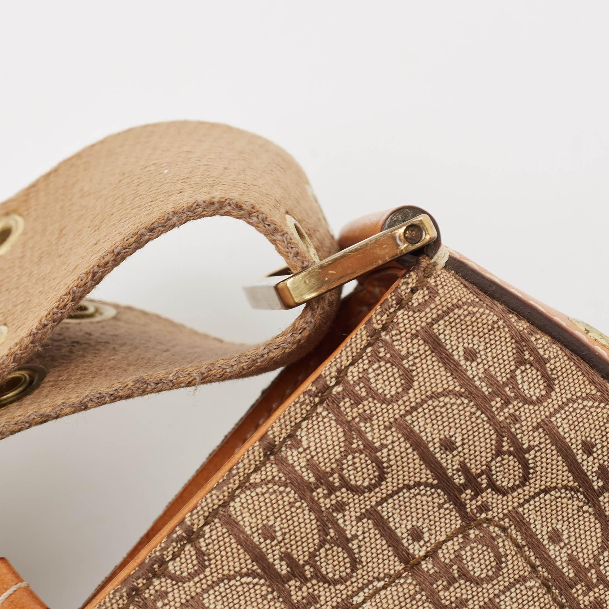 Dior Beige/Orange Oblique Canvas and Leather Street Chic Shoulder Bag 1