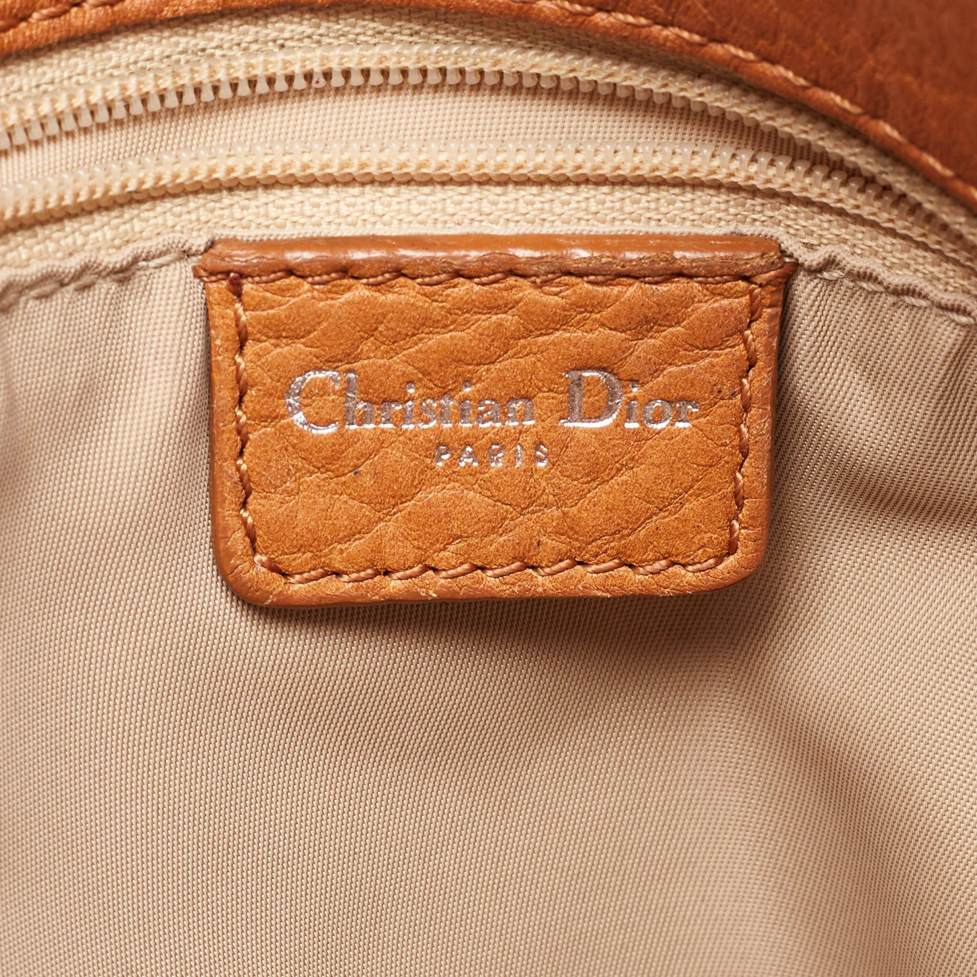 Dior Beige/Orange Oblique Canvas and Leather Vintage Bag For Sale 9