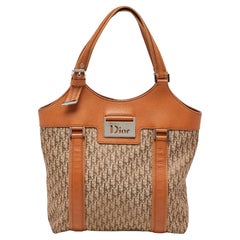 Dior Beige/Orange Oblique Canvas and Leather Used Bag