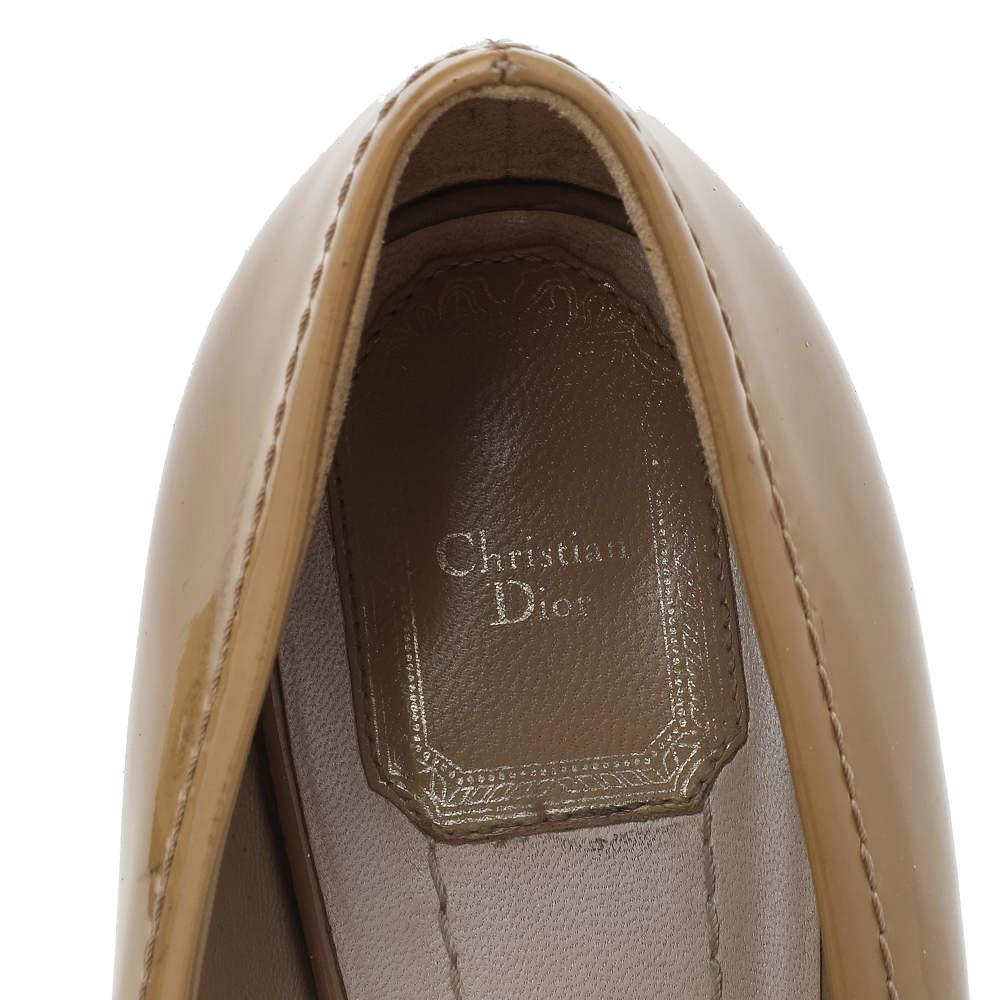 Dior Beige Patent Leather Ballet Flats Size 40 For Sale 2