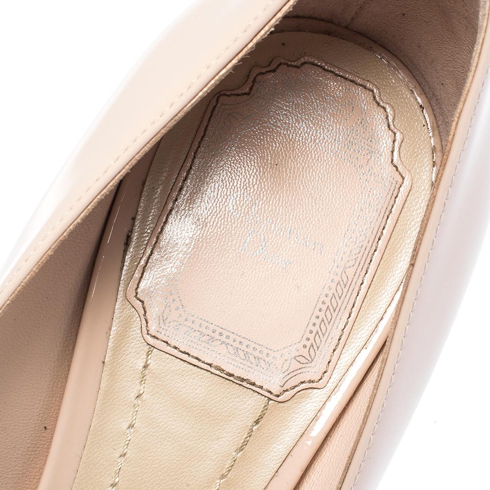 Dior Beige Patent Leather Dianeme Crystal Embellished Pointed Toe Pumps Size 38 2