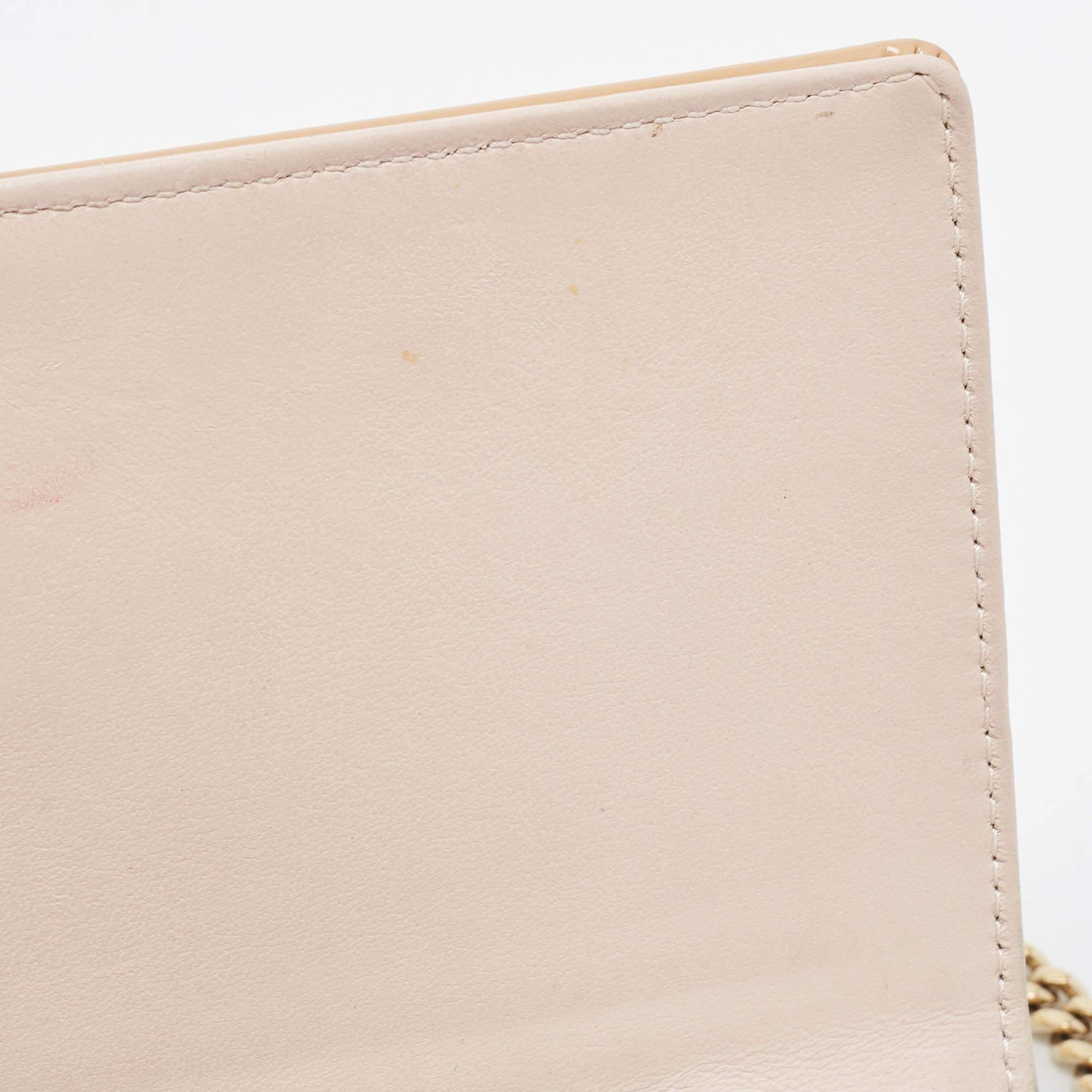 Dior Beige Patent Leather Diorama Wallet On Chain 7