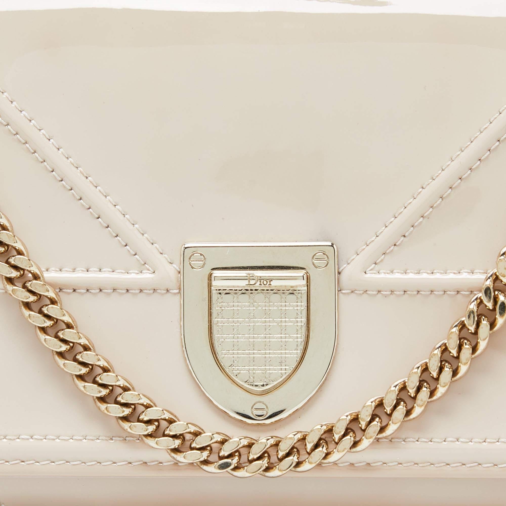 Dior Beige Patent Leather Diorama Wallet on Chain 1