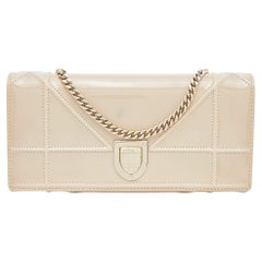 Used Dior Beige Patent Leather Diorama Wallet on Chain