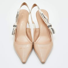 Dior Beige Patent Leather J'adior Slingback Pumps Size 36