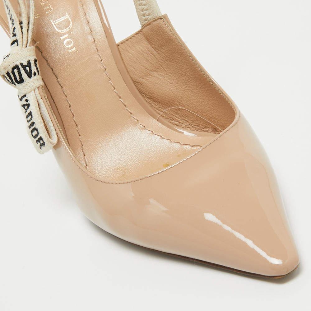 Dior Beige Patent Leather J'Adior Slingback Sandals Size 36 In Good Condition In Dubai, Al Qouz 2