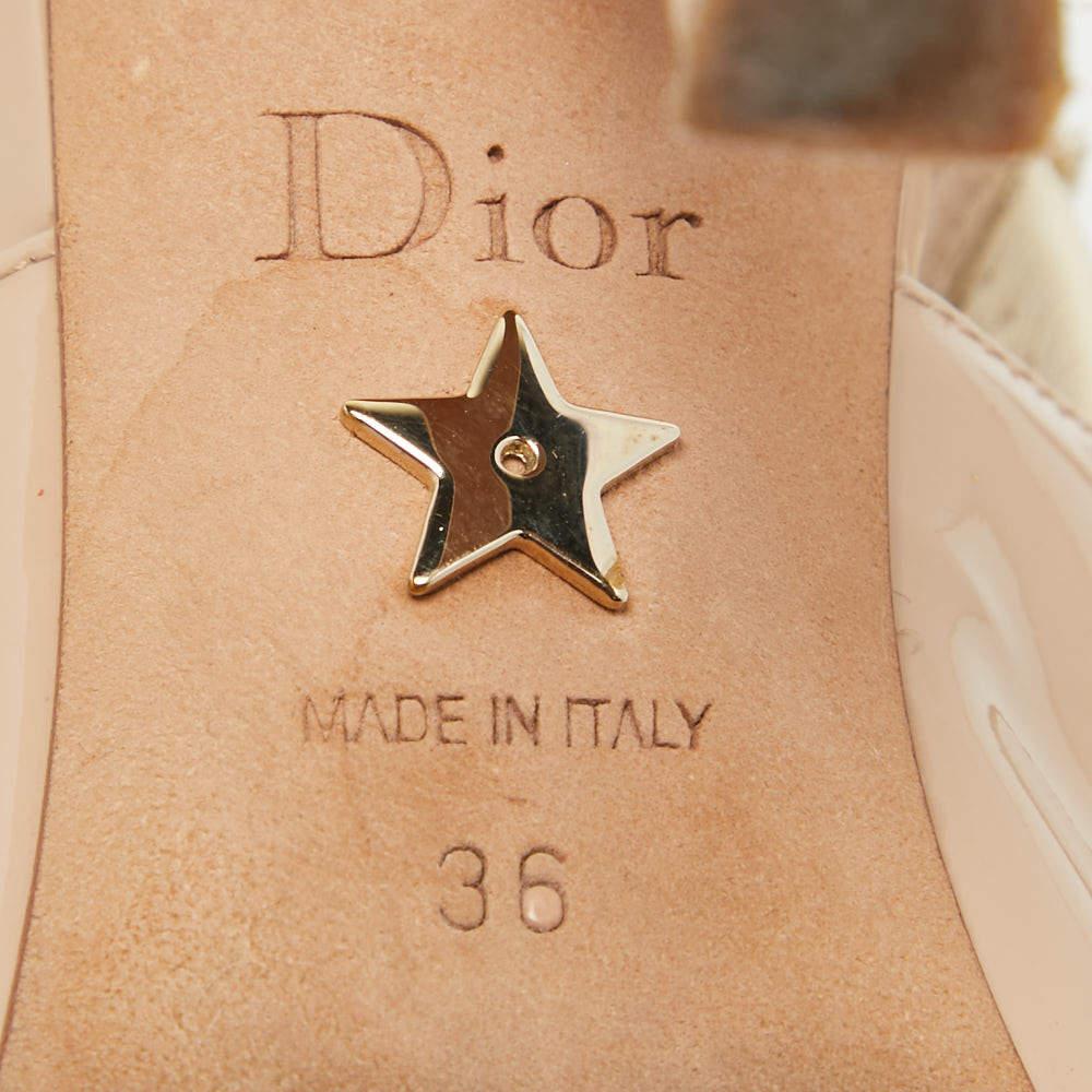Dior Beige Patent Leather J'Adior Slingback Sandals Size 36 5