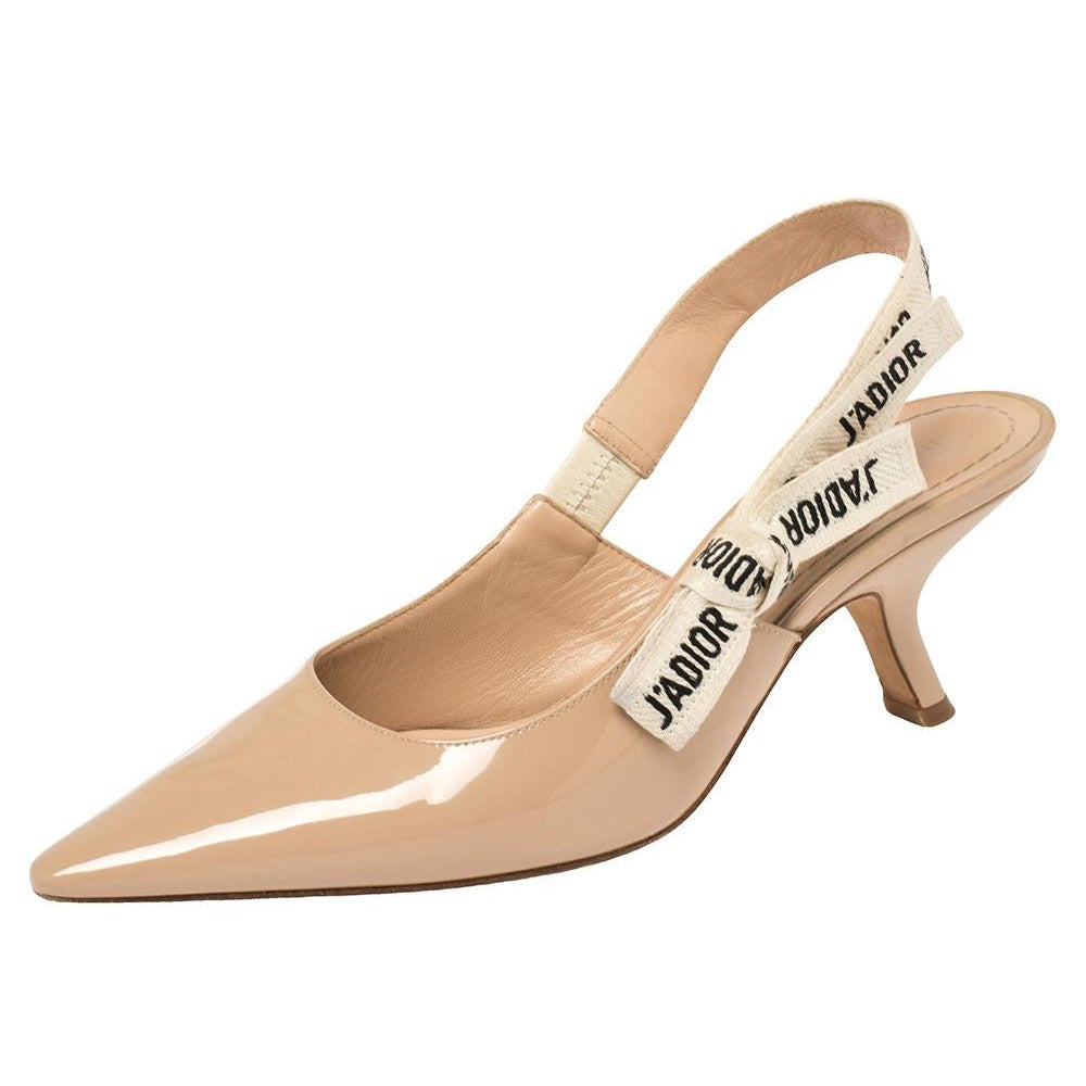 Dior Beige Patent Leather J
adior Slingback Sandals Size 37