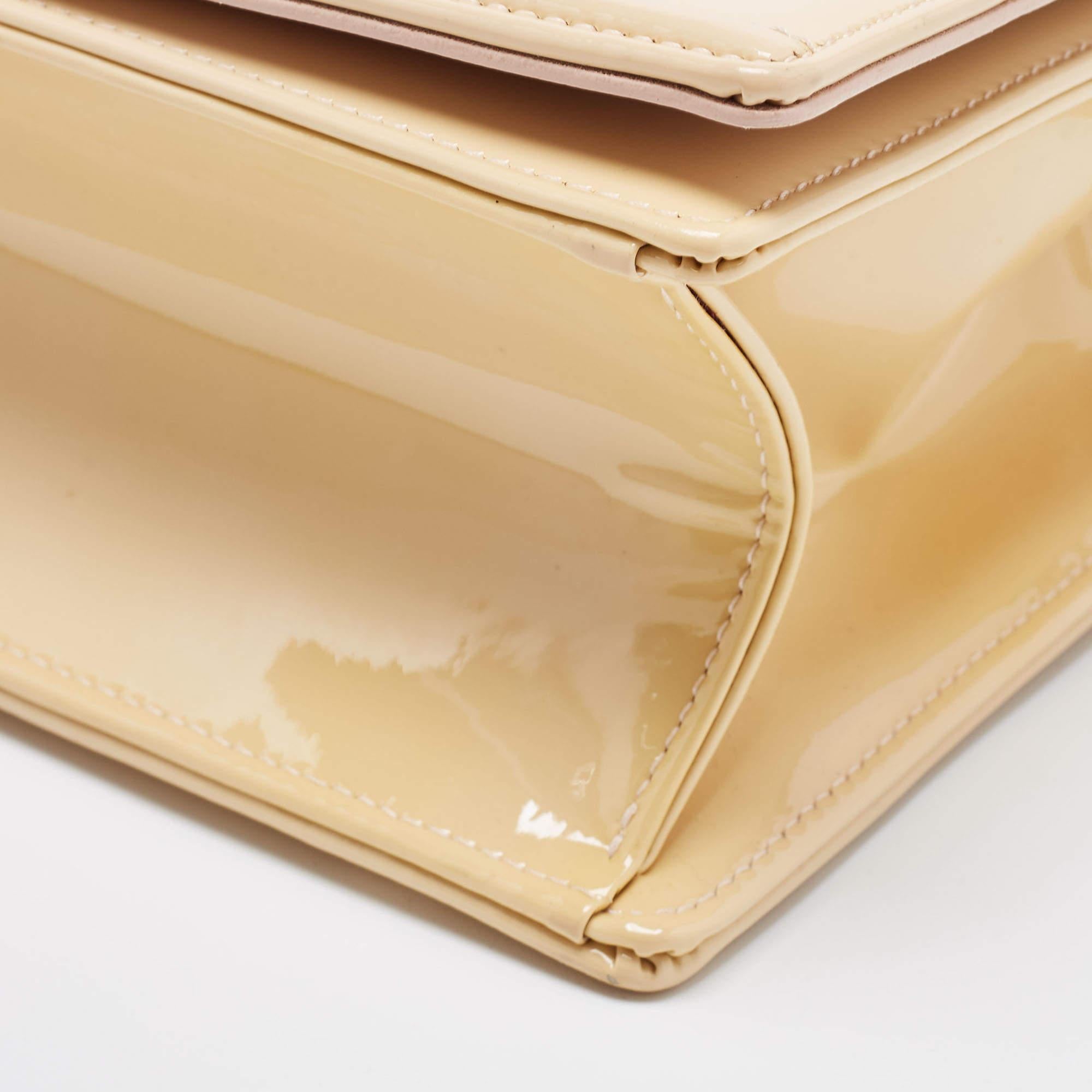 Dior Beige Patent Leather Medium Diorama Shoulder Bag For Sale 9