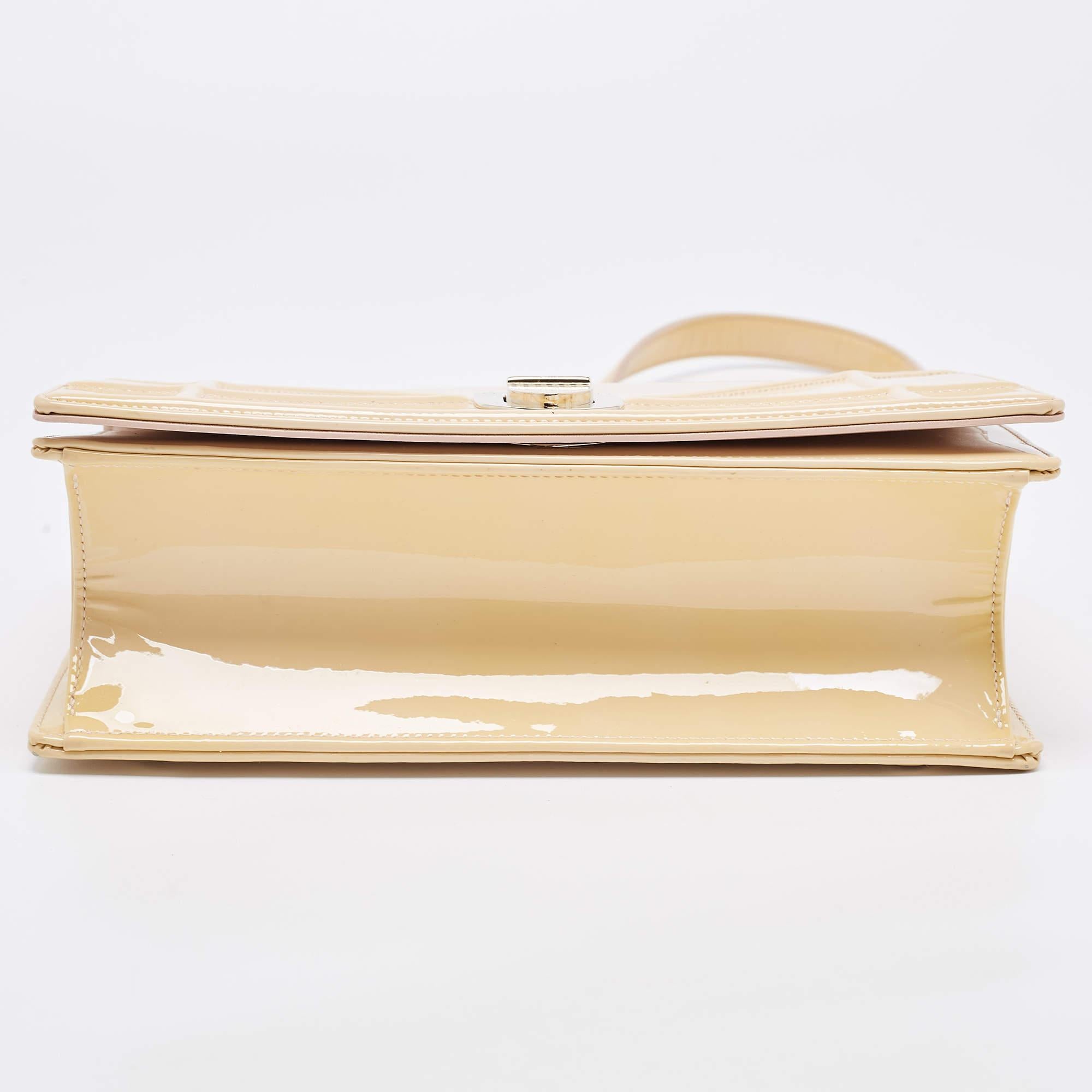 Dior Beige Patent Leather Medium Diorama Shoulder Bag For Sale 1