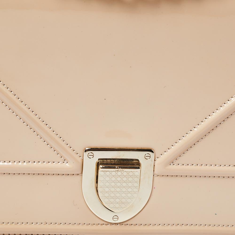 Dior Beige Patent Leather Medium Diorama Shoulder Bag 1