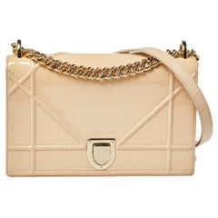 Dior Beige Patent Leather Medium Diorama Shoulder Bag