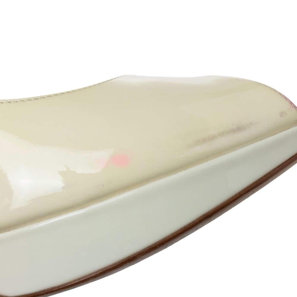 Dior Beige Patent Leather Miss Dior Peep Toe Platform Pumps Size 40.5 For Sale 4