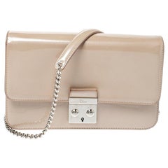 Dior Beige Patent Leather Miss Dior Promenade Chain Pouch