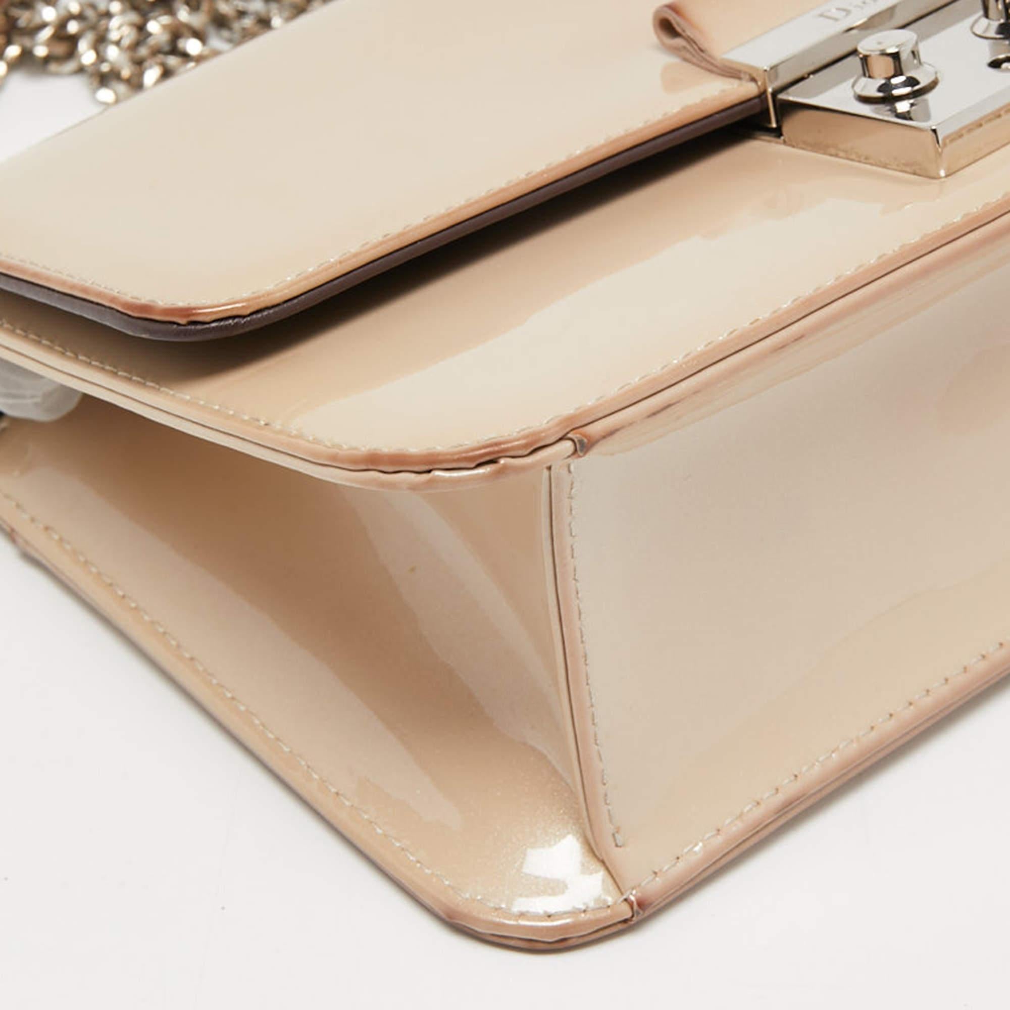 Dior Beige Patent Leather Miss Dior Promenade Chain Shoulder Bag 6