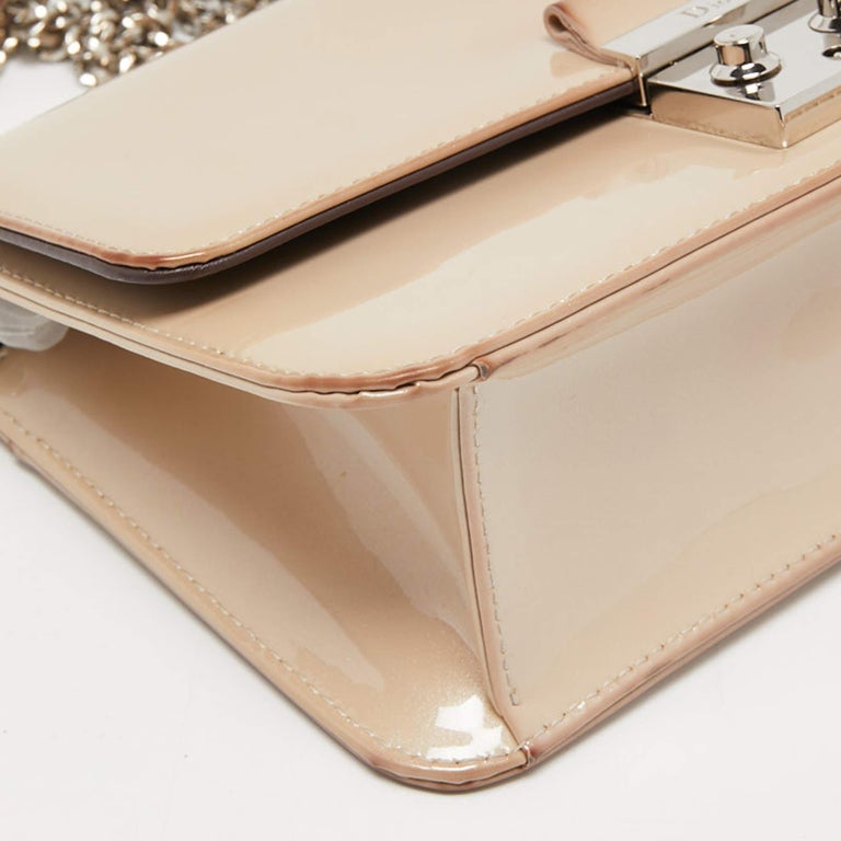 Dior Beige Patent Leather Miss Dior Promenade Chain Shoulder Bag For Sale 6
