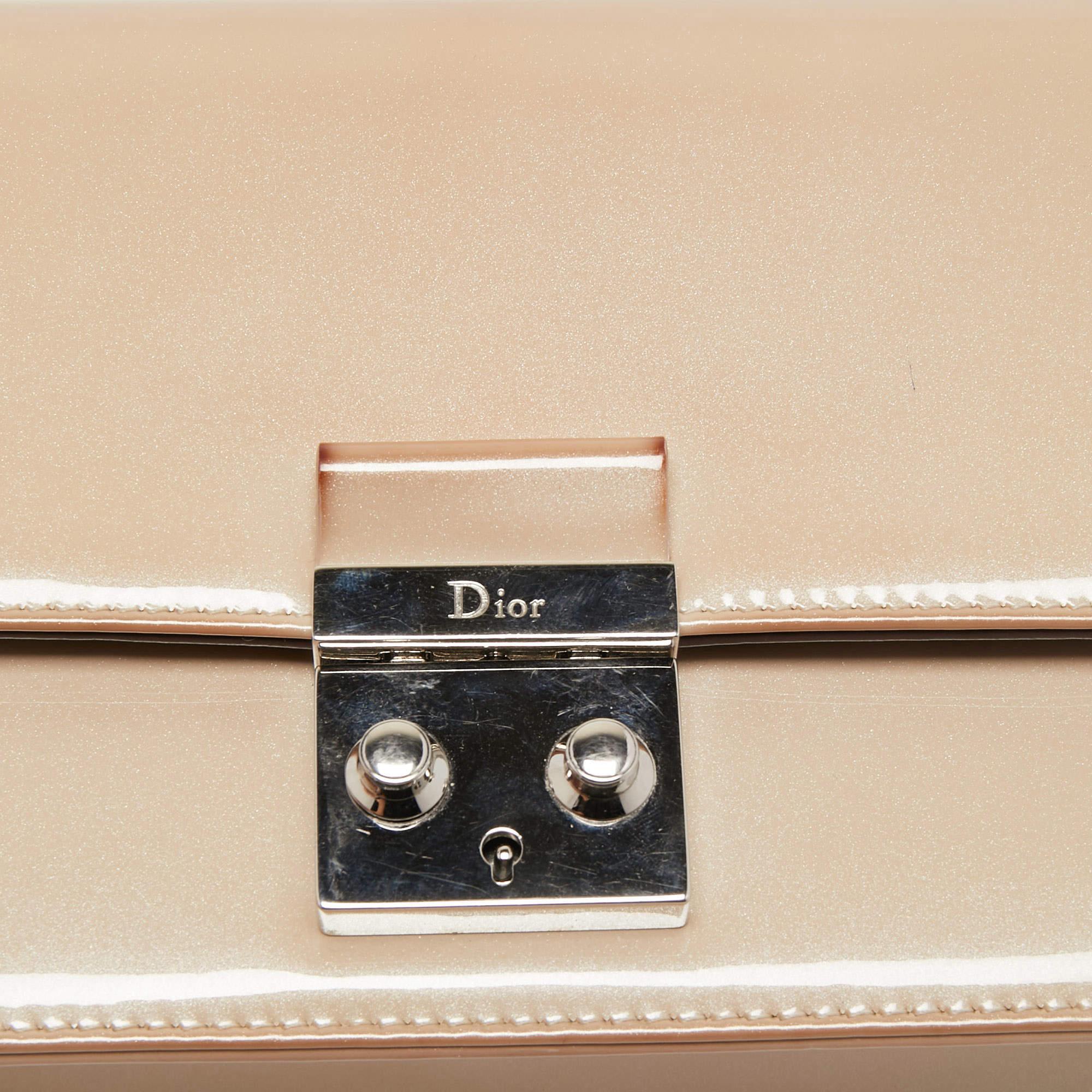 Dior Beige Patent Leather Miss Dior Promenade Chain Shoulder Bag 12