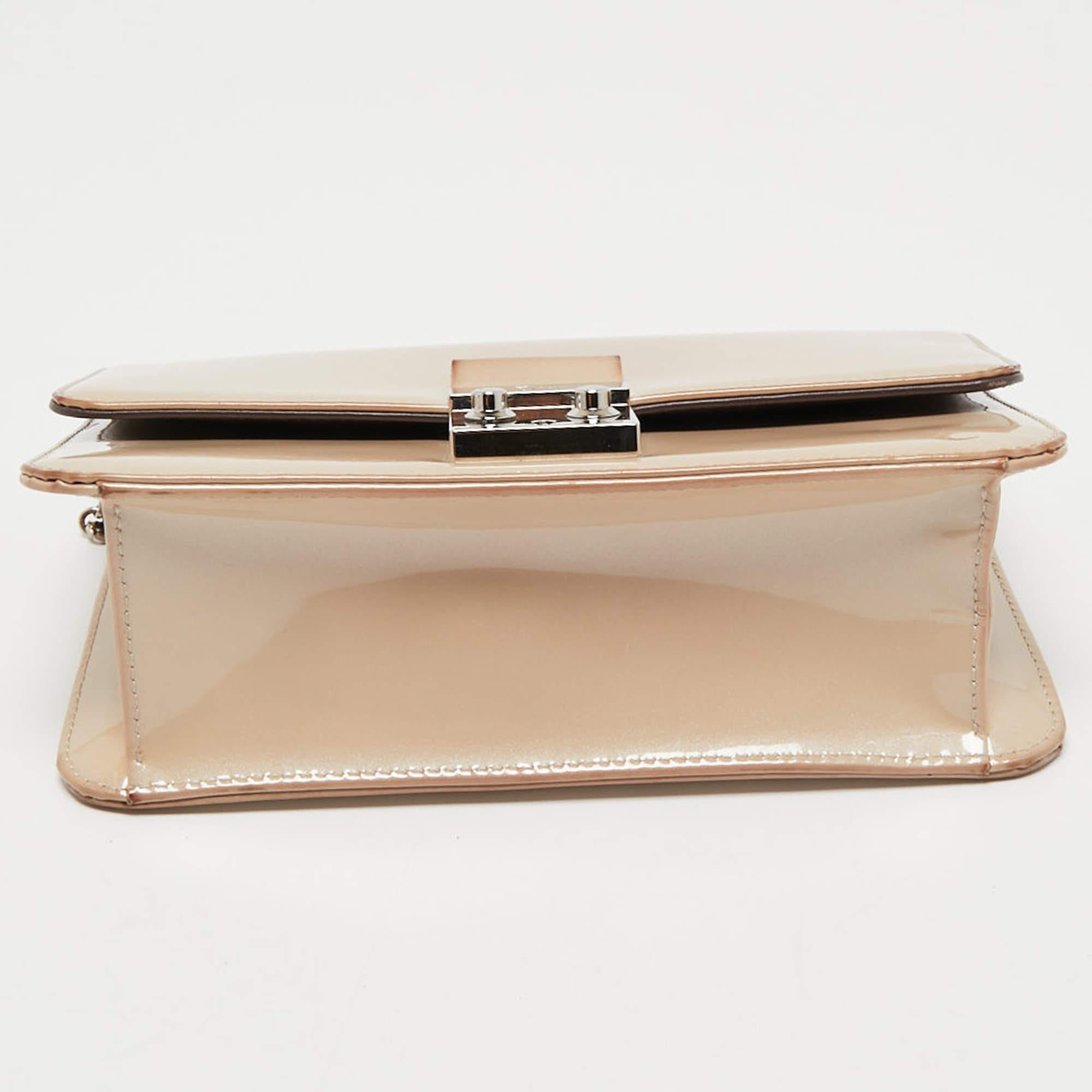 Dior Beige Patent Leather Miss Dior Promenade Chain Shoulder Bag 2