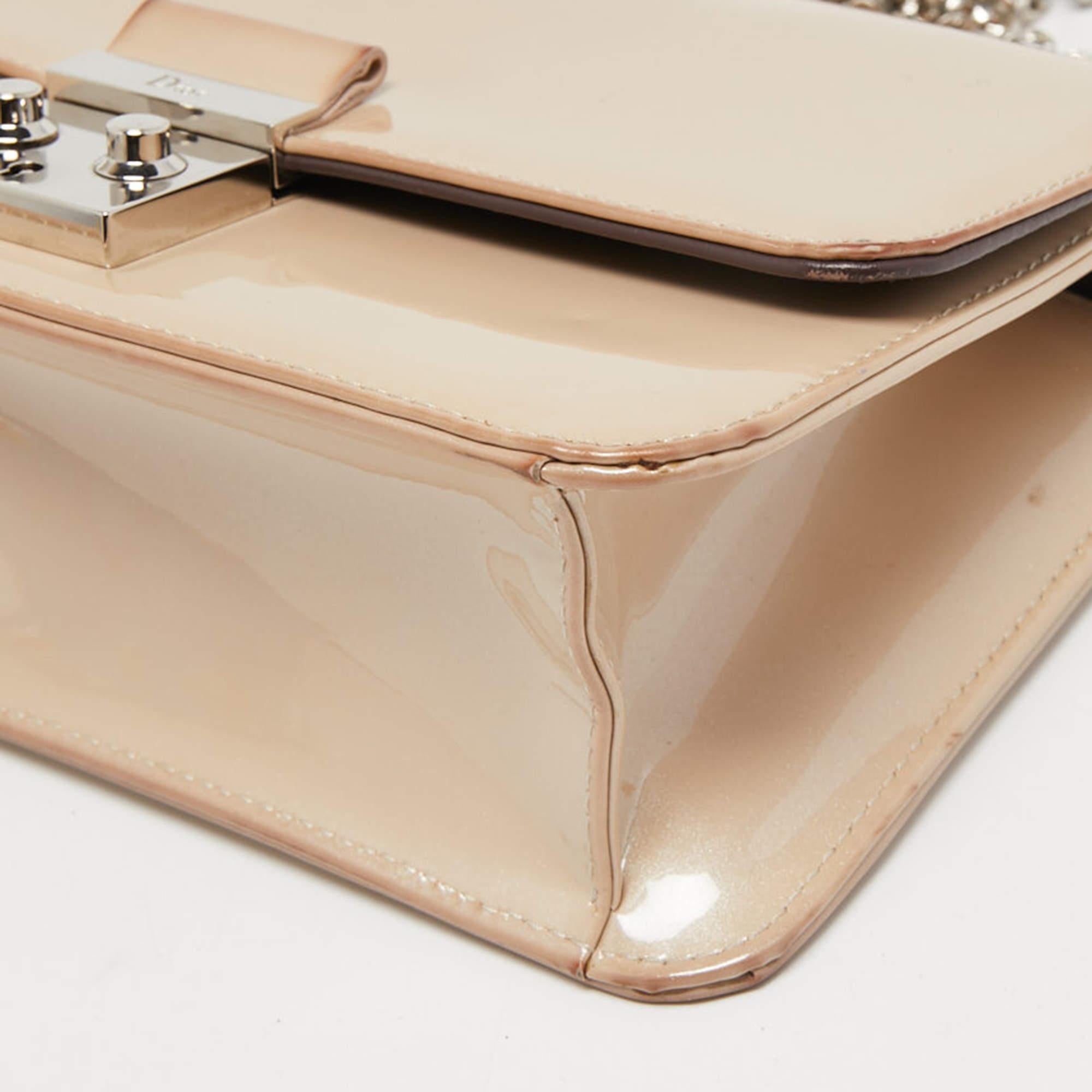 Dior Beige Patent Leather Miss Dior Promenade Chain Shoulder Bag 3