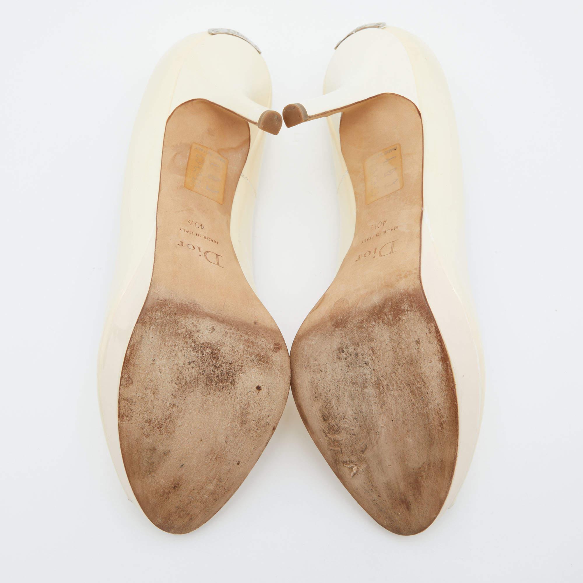 Dior Beige Patent Leather Miss Dior Pumps Taglia 40.5 in vendita 2