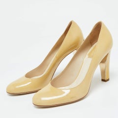 Dior Beige Patent Leather Round Toe Pumps Size 38