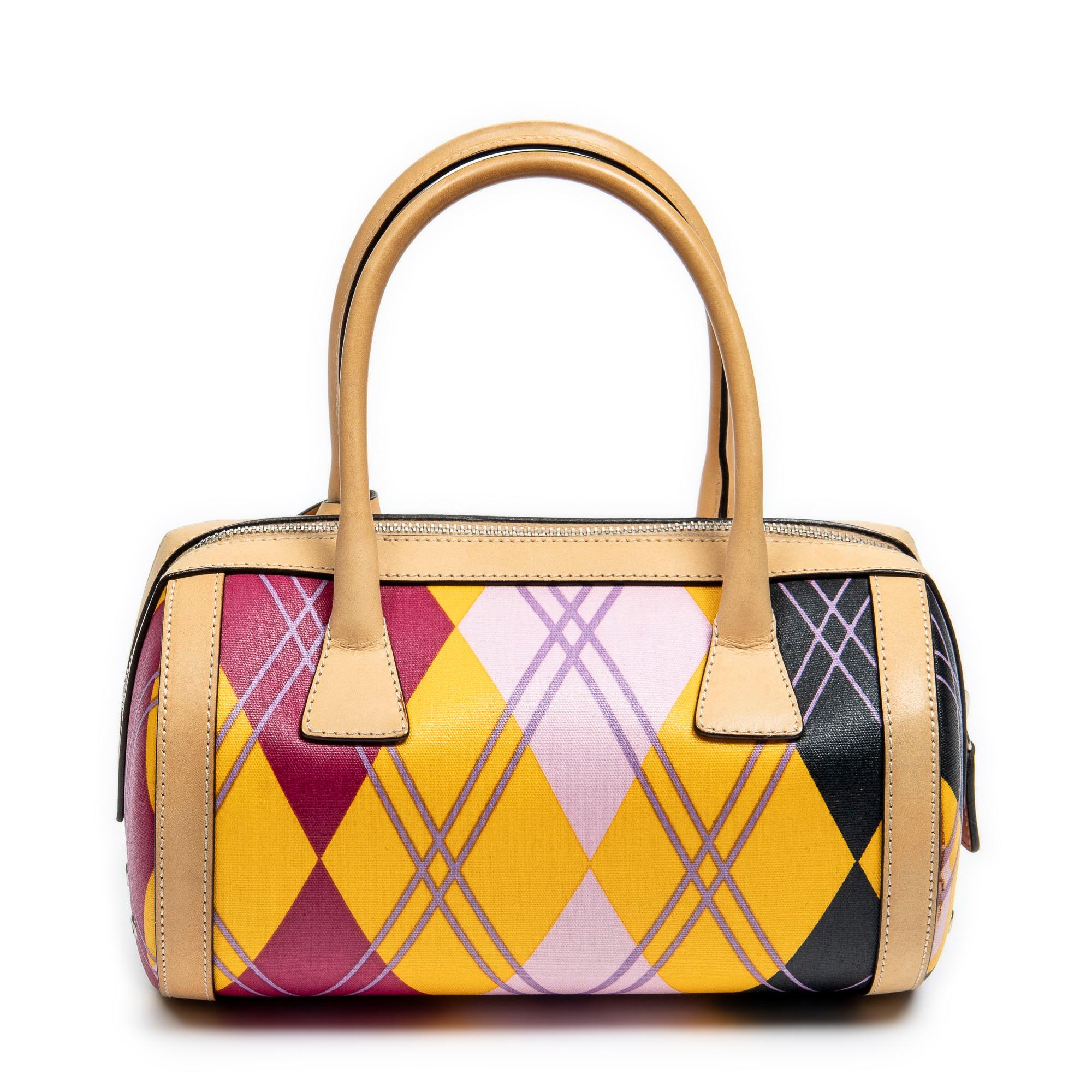 Dior by John Galliano 2004 Plaid Check Bowling Bag In Excellent Condition For Sale In Atlanta, GA