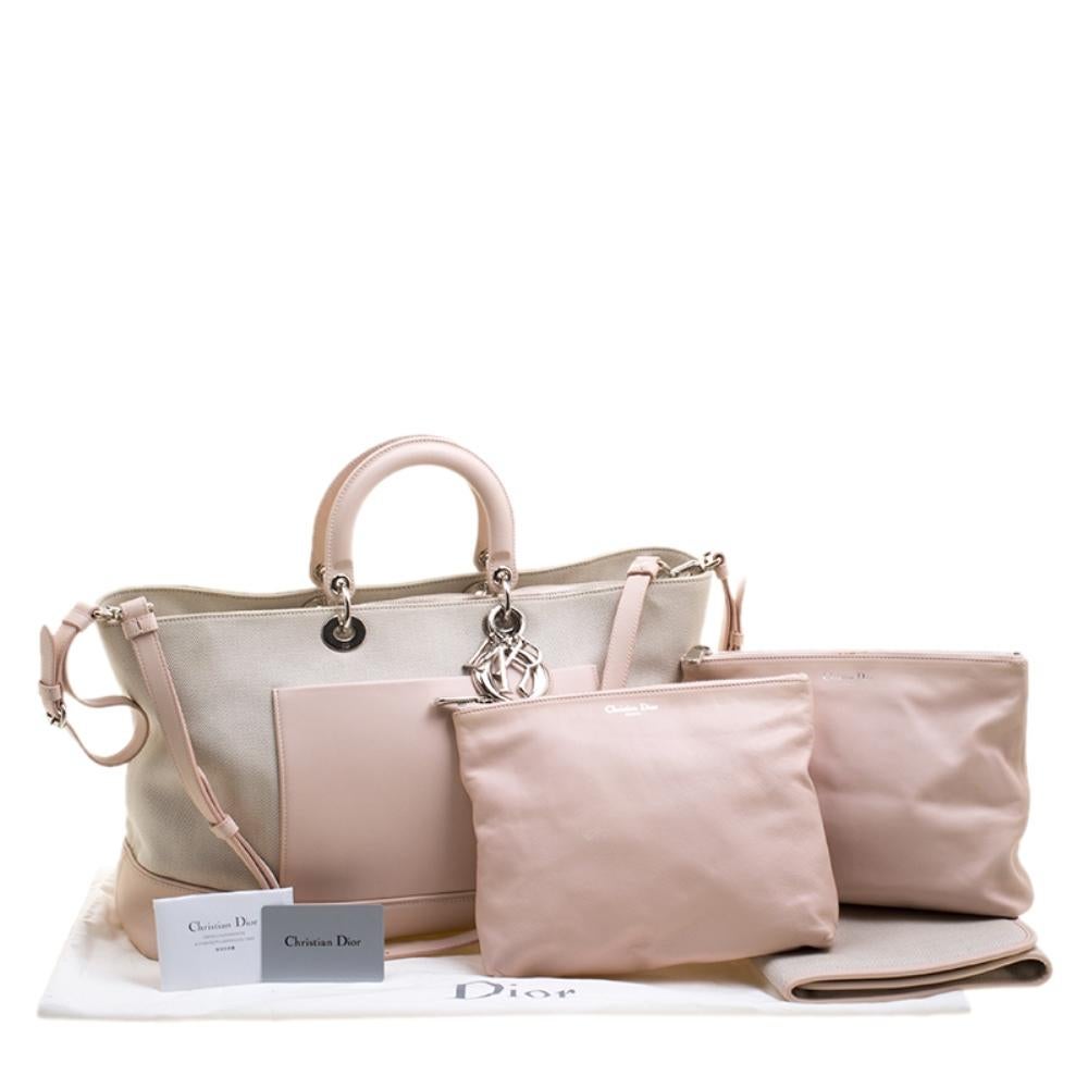 Dior Beige/Pink Canvas and Leather Nappy Diaper Bag 5