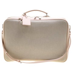 Dior Windelkoffer aus Leinen und Leder in Beige/Rosa