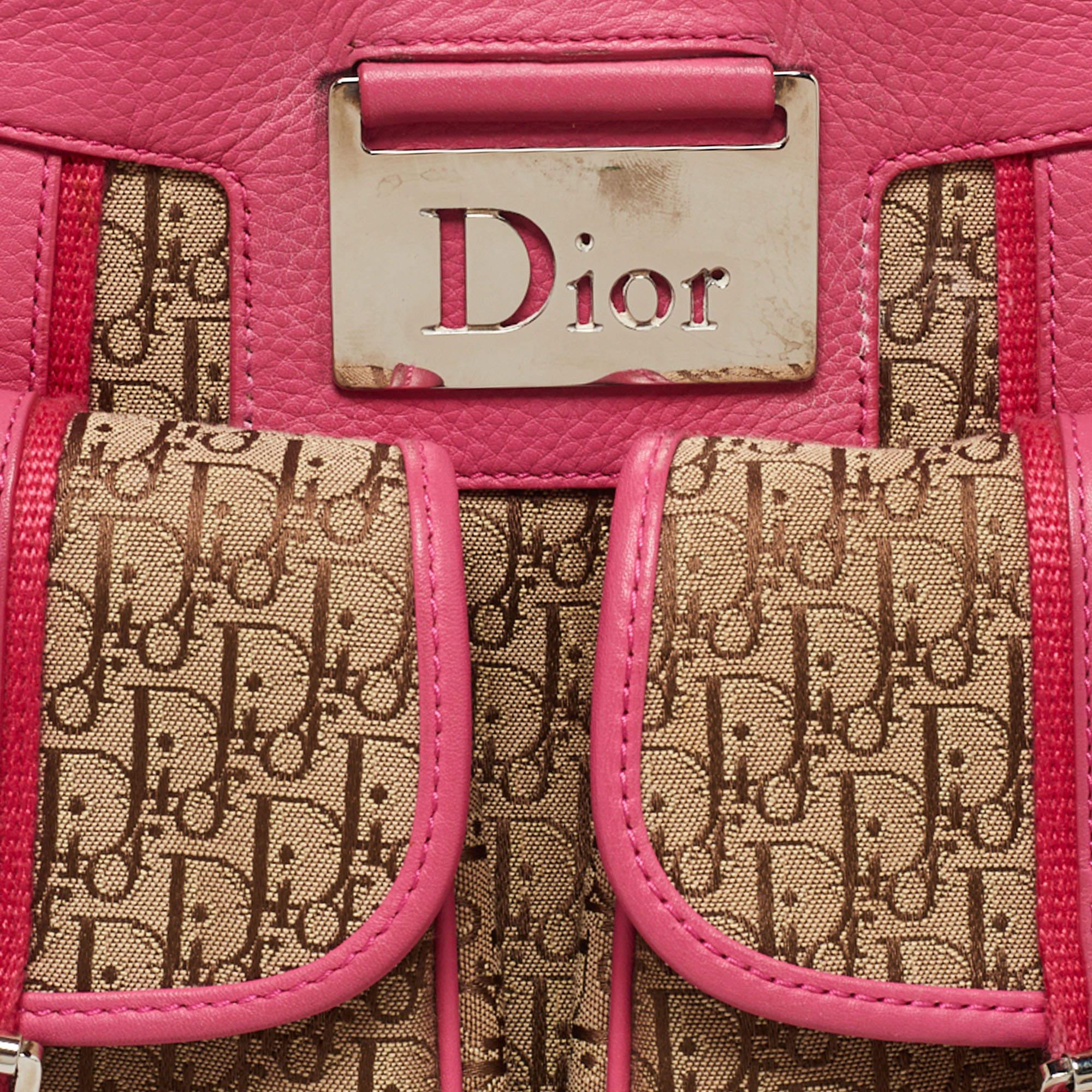 Dior Beige/Pink Oblique Canvas and Leather Street Chic Tote 6
