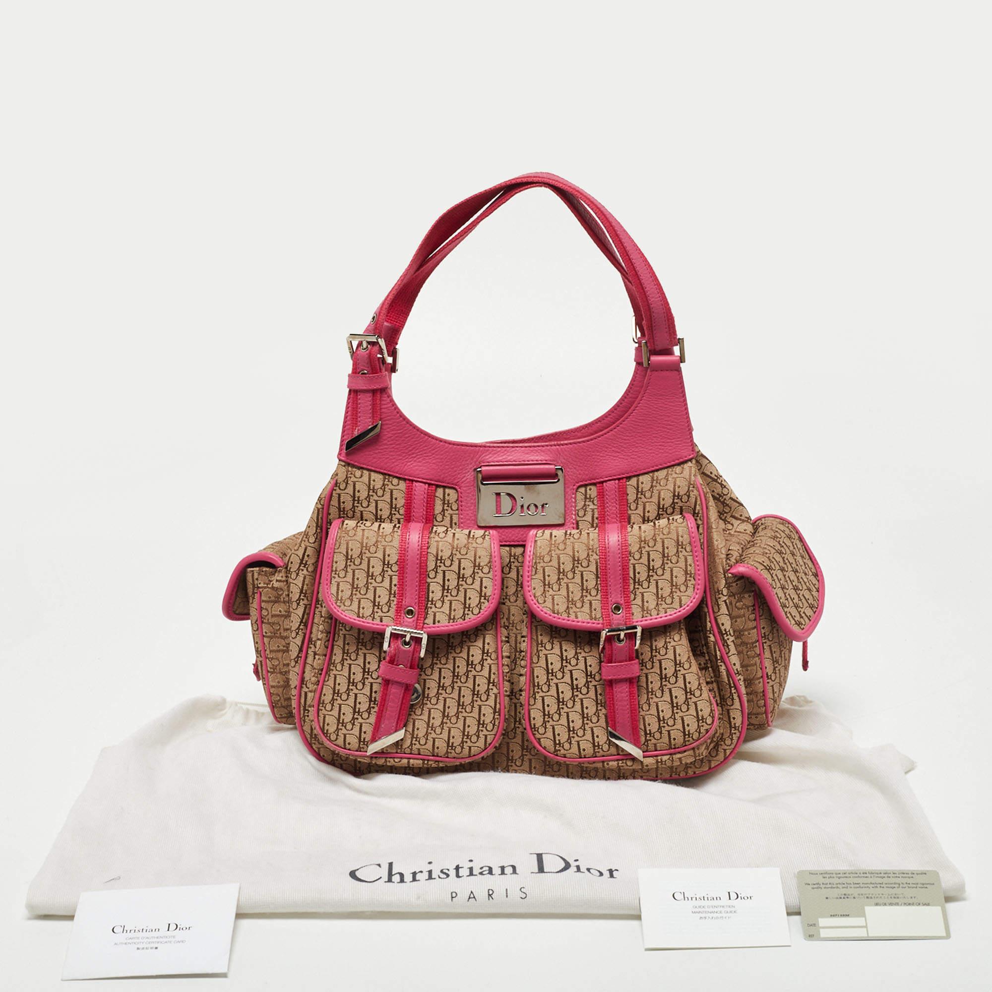 Dior Beige/Pink Oblique Canvas and Leather Street Chic Tote 13
