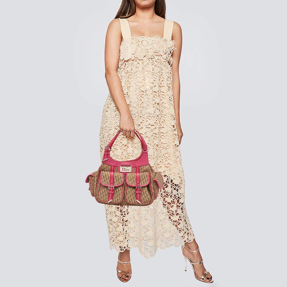 Dior Beige/Pink Oblique Canvas and Leather Street Chic Tote 1
