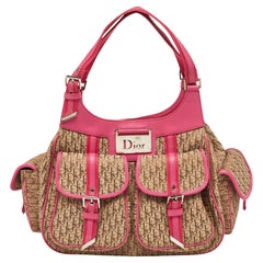 Sac cabas Street Chic Dior en toile et cuir oblique beige/rose