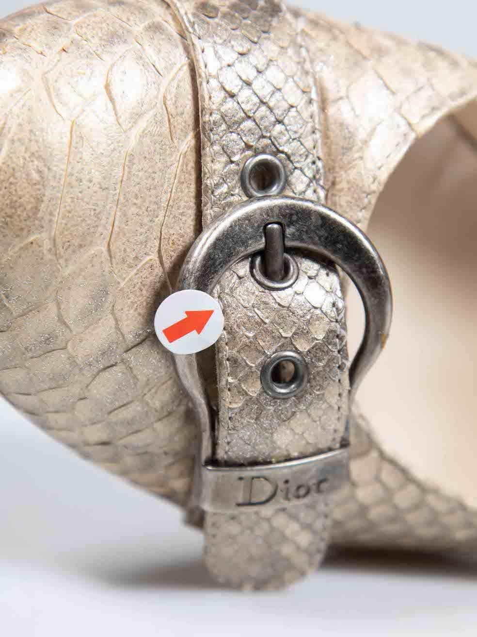 Dior Beige Python Buckle Detail Pumps Size IT 39.5 For Sale 3
