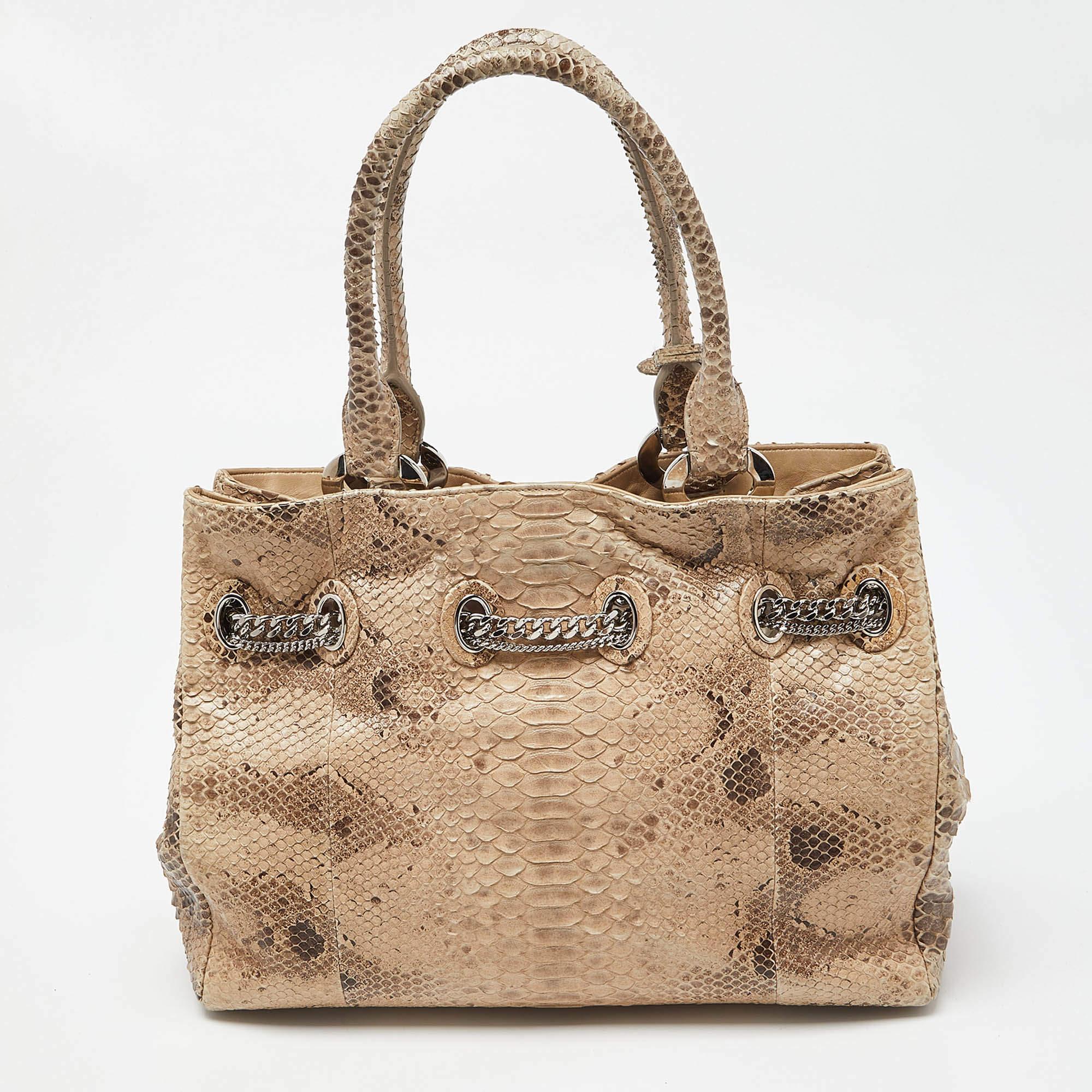 Dior Beige Python Chri Chri Tote For Sale 8