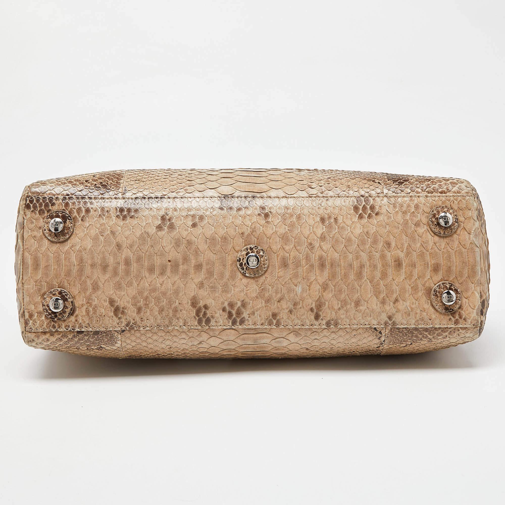 Dior Beige Python Chri Chri Tote For Sale 4