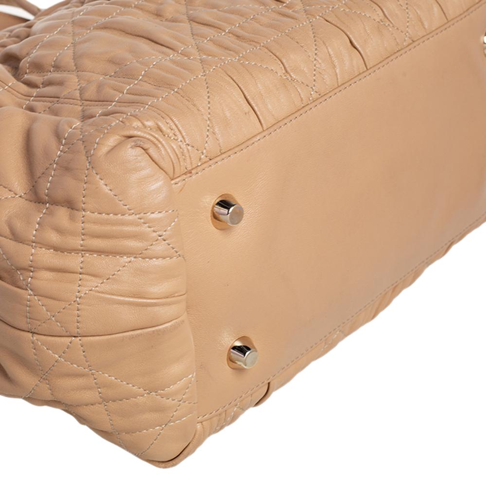 Dior Beige Gestepptes Cannage Leder Delices Gaufre Tote 6