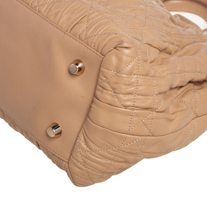 Dior Beige Gestepptes Cannage Leder Delices Gaufre Tote 7