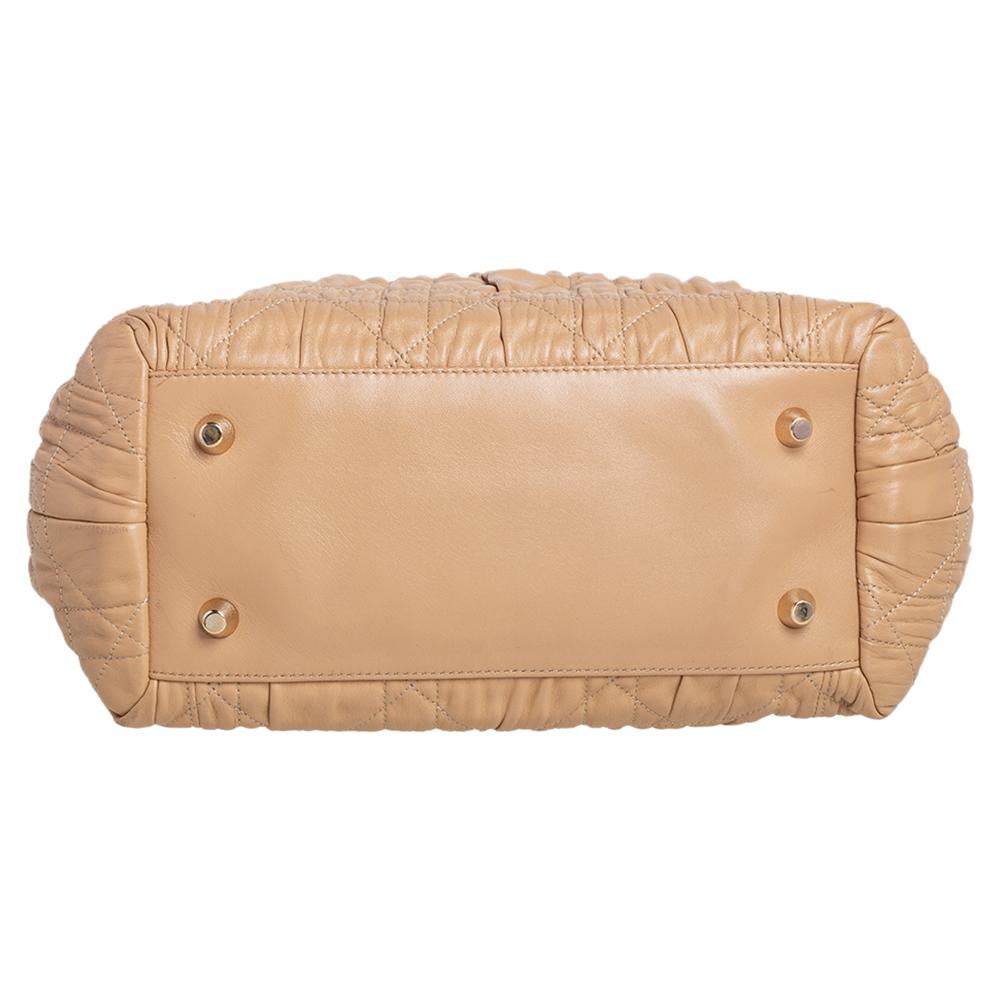 Dior Beige Gestepptes Cannage Leder Delices Gaufre Tote 1