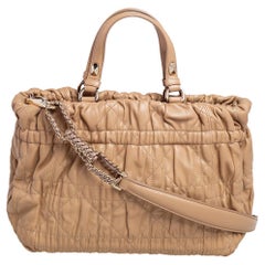 Dior Beige Gestepptes Cannage Leder Delices Gaufre Tote