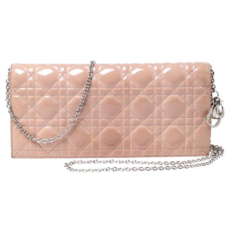 Christian Dior Beige Cannage Quilted Patent Leather Lady Dior