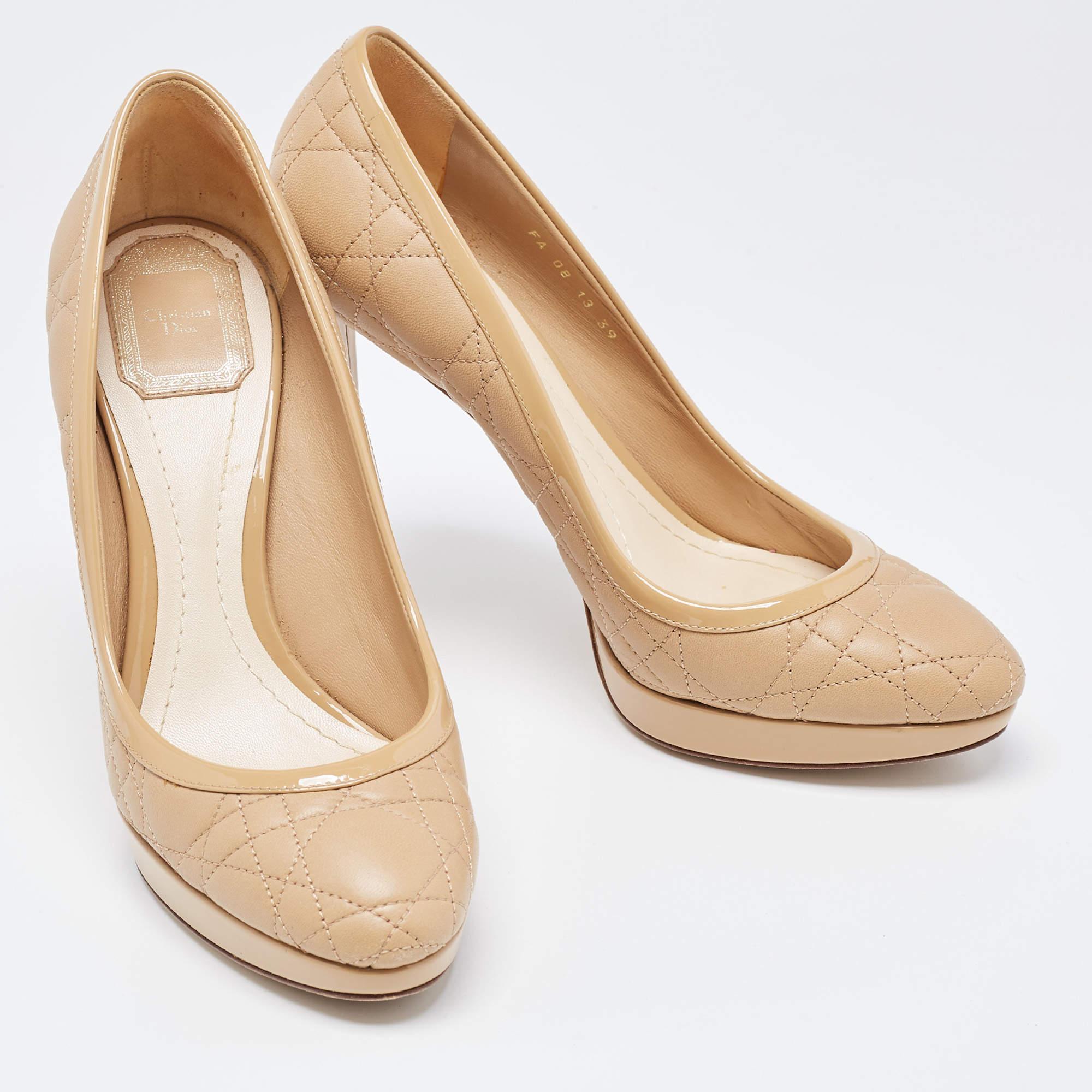 Dior Beige Quilted Leather and Patent Pumps Size 39 1