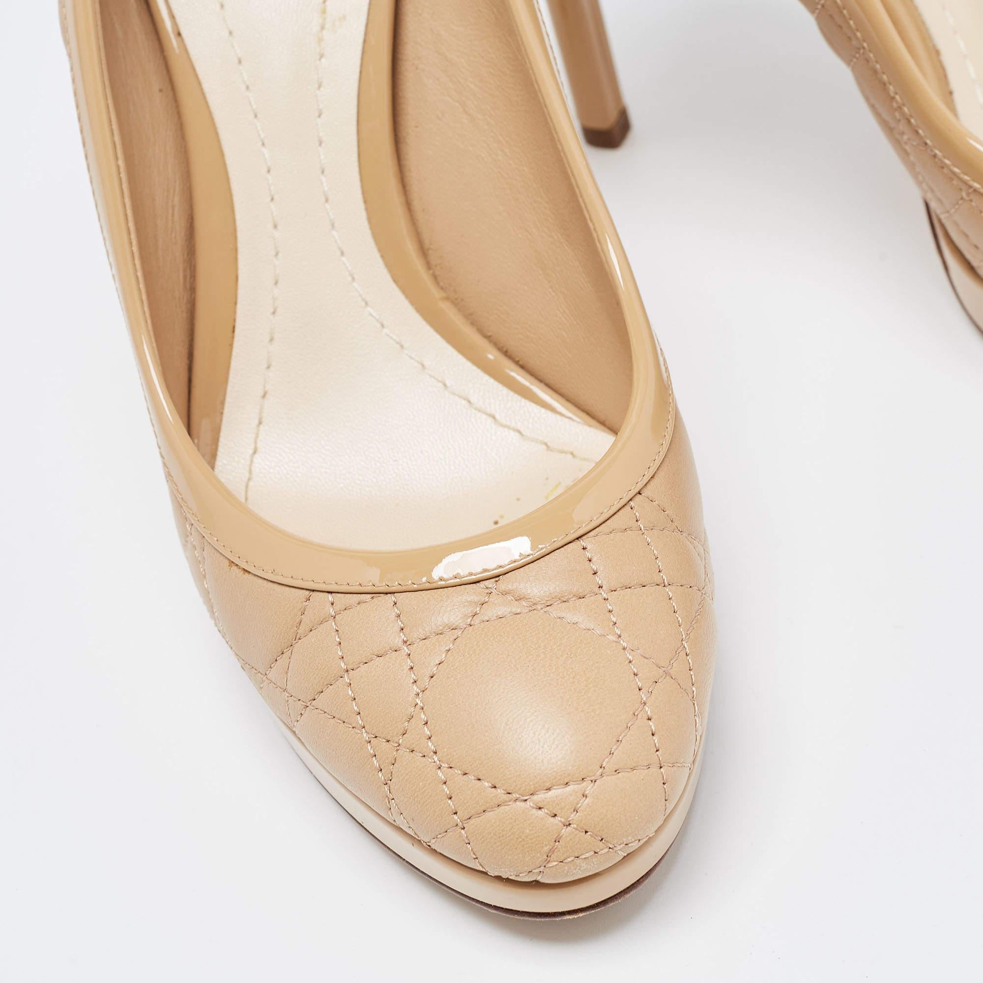 Dior Beige Quilted Leather and Patent Pumps Size 39 2