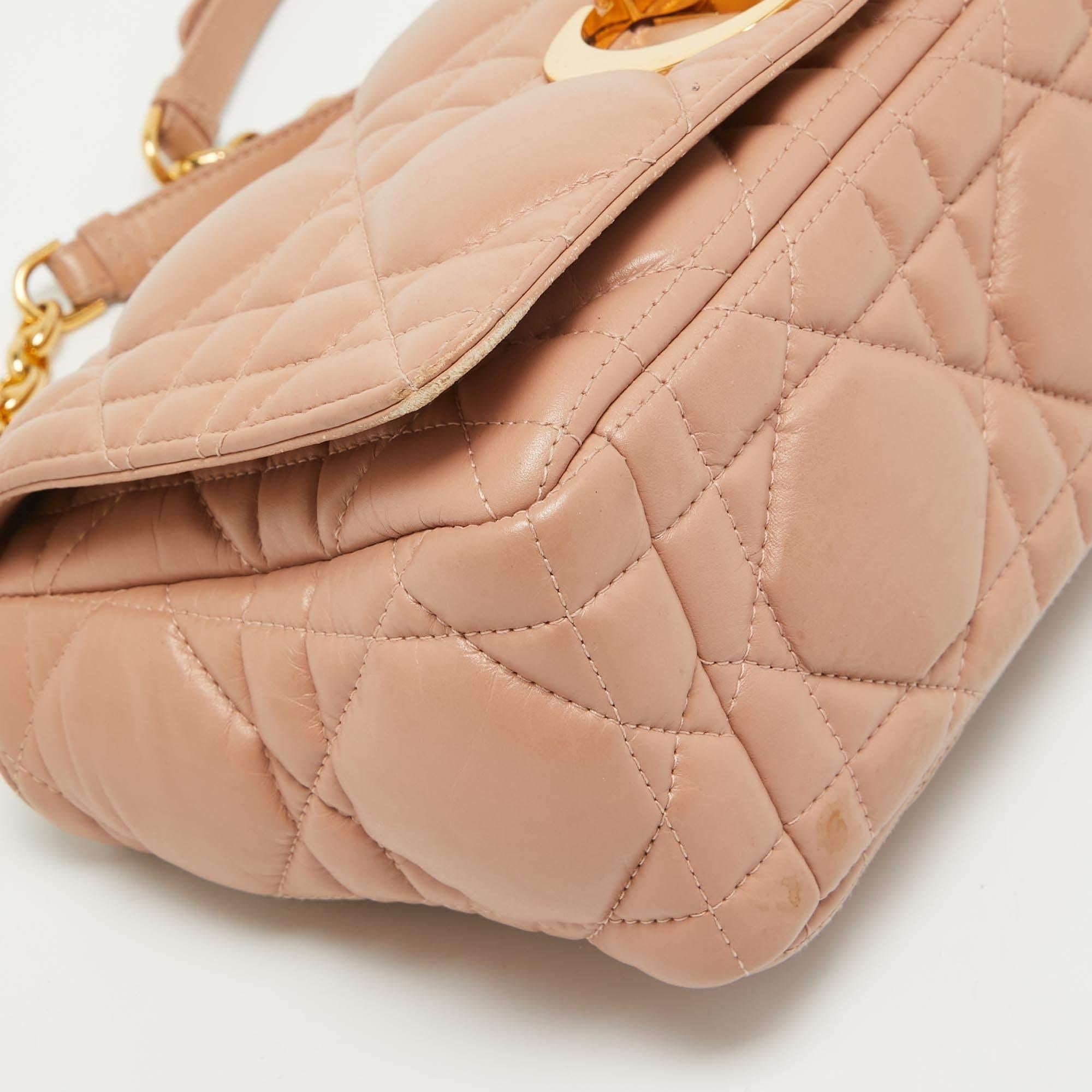 Dior Beige Quilted Leather Medium Caro Shoulder Bag For Sale 6