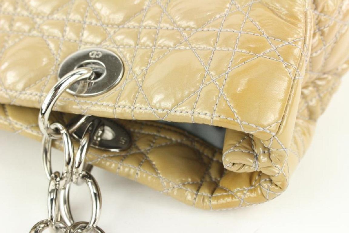 Dior Beige Quilted Patent Leather Soft Shopping Chain Tote Bag 78da426 8