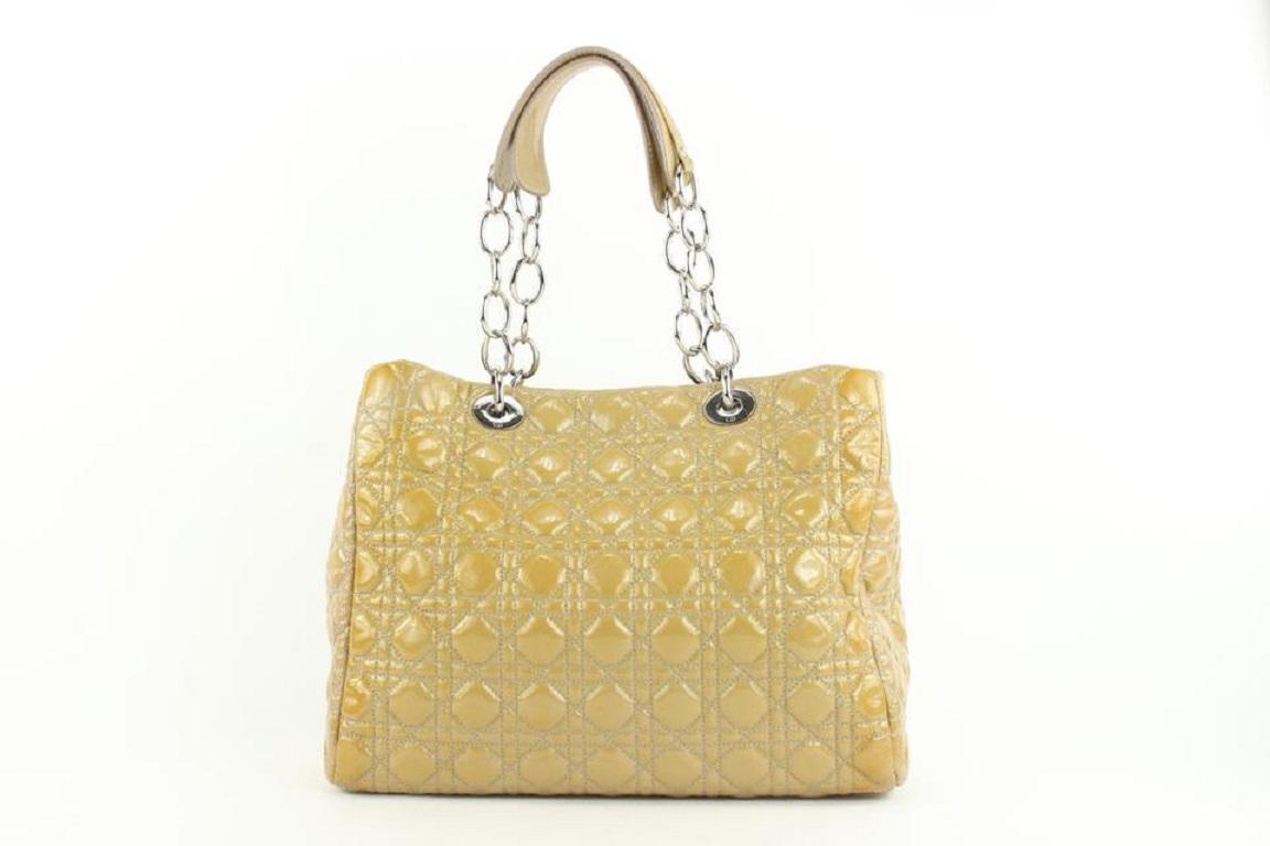 Dior Beige Quilted Patent Leather Soft Shopping Chain Tote Bag 78da426 4