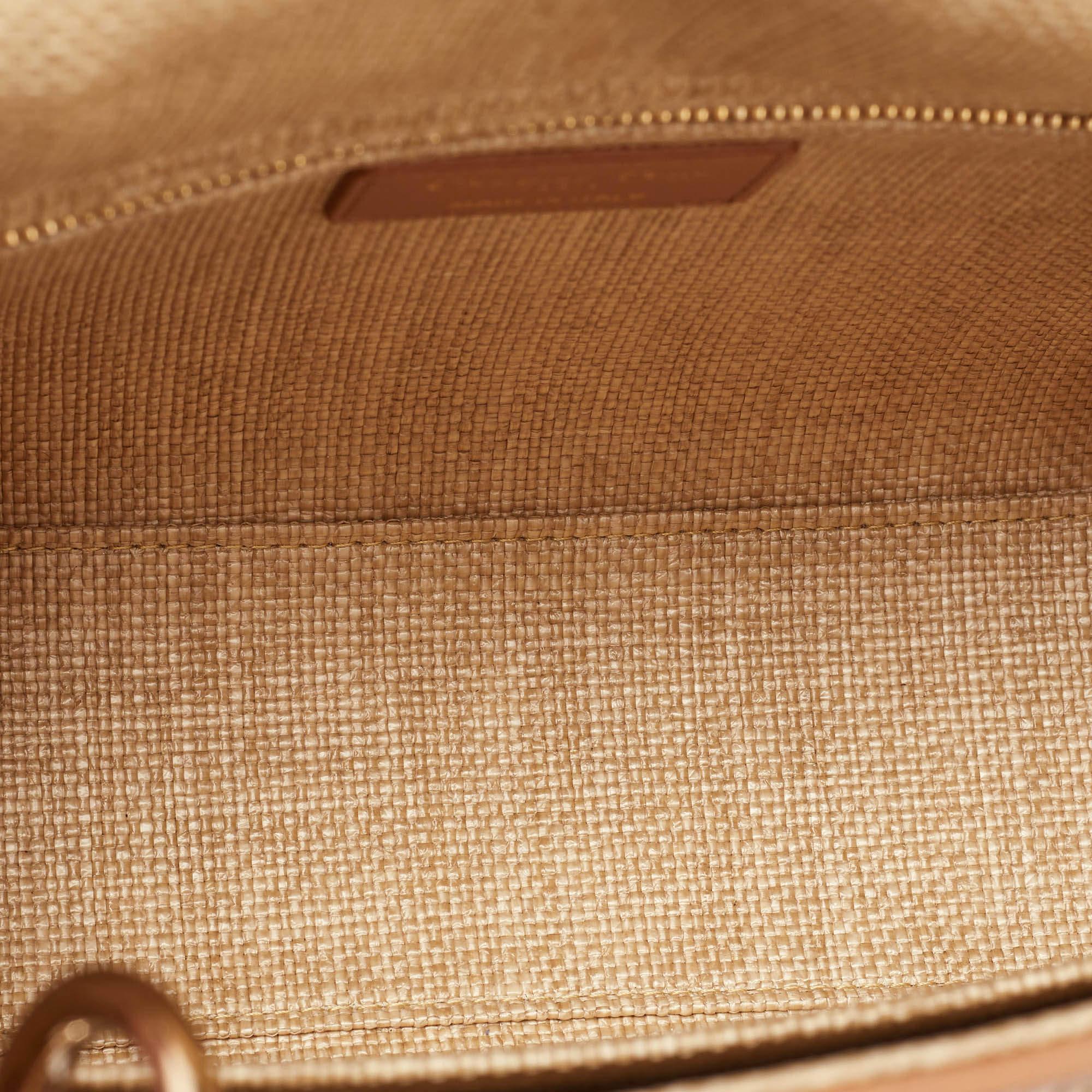 Dior Beige Raffia and Leather Medium Lady Dior Tote 3