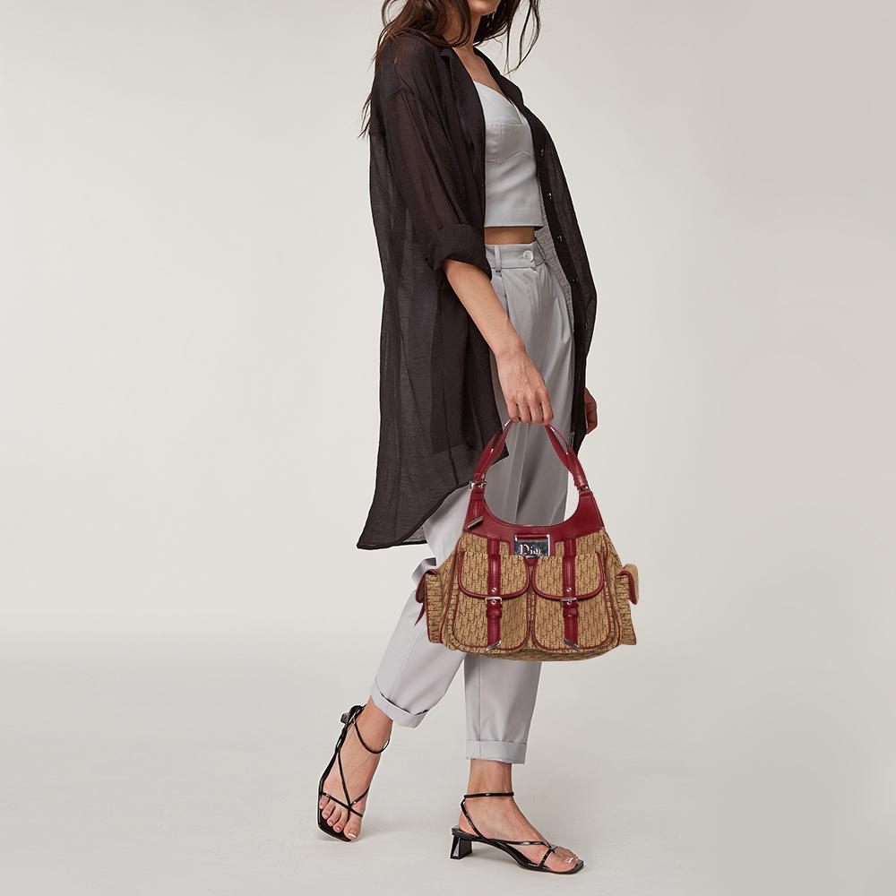 Brown Dior Beige/Red Diorissimo Canvas Multi Pocket Shoulder Bag